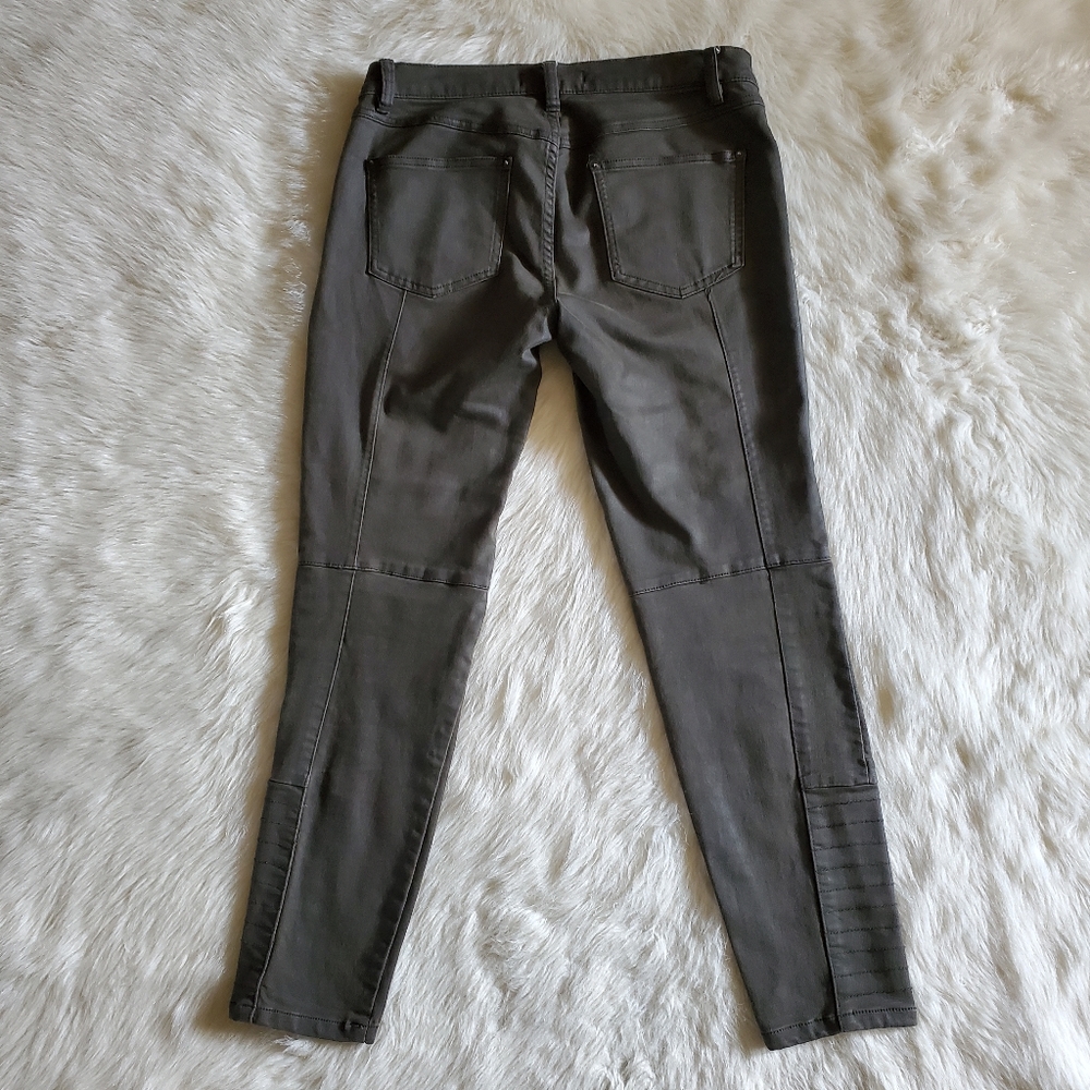 Free People Jillian Moto Seam Detail Skinny Jeans Olive Army Green Size 28 - Picture 7 of 13